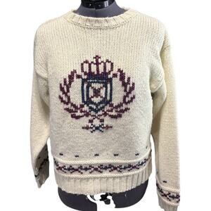Vintage Nordic Sweater M Cream Fair Isle Wool Blend Hastings Smith Unisex